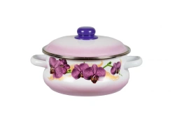 Low Body Enamelled Steel Cooking Pot, 3L