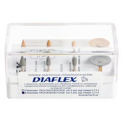 DIAFLEX Dental Polishing Heads with Diamond Filling, Set #2 (8 pcs)