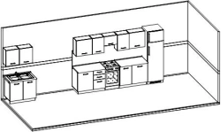 Kitchen Set with Stainless Steel Sink and Faucets, 2400x600x860/600mm