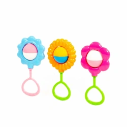 Set of 3 Colorful Rattles for Infants - Flower Design