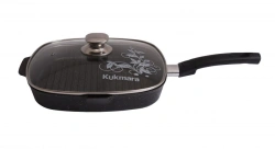 Square Non-Stick Grill Pan 280x280mm Aluminum Cast by Kukmara
