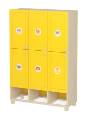 Two-Tier Yellow Locker with 6 Sections for Dressing Rooms