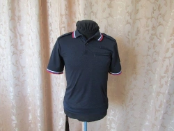 Dark Blue Polo Shirt Made of Pique Cotton-Polyester Fabric