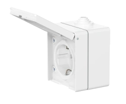 Grounded Socket for Open Wiring with Ceramic Base, 16A, 250V, IP55, White, Model CADUCEUS ALING OG