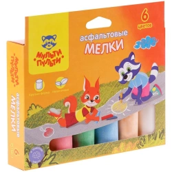 Multi-Pulti Colored Chalks for Asphalt, Round Shape, 6 Colors