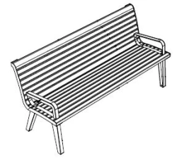 Metal Bench for Public Spaces, Model 10043