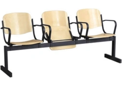 Multi-seat bent plywood section with folding seat and armrest Model: SMOP by Edelwood