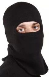 Black Half-Wool Knitted Helmet Liner for Military Personnel with Eye and Side Openings, Type B