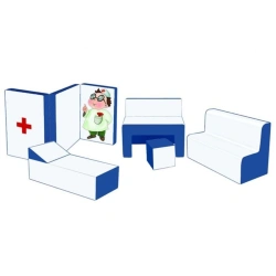 Soft Children's Hospital Play Set with Sofa, Couch, Table, Pouf, and Partition