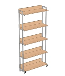 One-Sided Shelf Unit with 5 Shelves, 900x320x1950 mm ST1-5