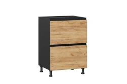 Sherwood Kitchen Cabinet Facade 600 with 2 Drawers Lux (4) (Golden Oak/Black)