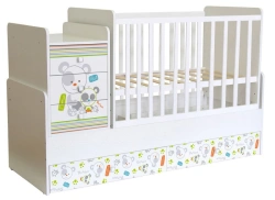 Polini Kids Simple Crib 1100 White Pandas, Art. 0001442.9.4