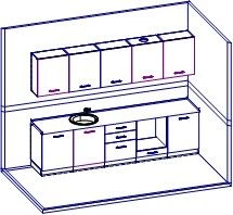 Kitchen Furniture Set with Waterproof Countertop, Model: KFS-001