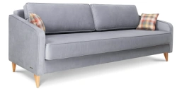 Smoke Gray Velvet 3-Seater Sofa without Reclining Mechanism