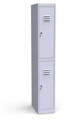 Metal Clothing Cabinet with Two Compartments and Locks