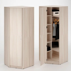 Corner Wardrobe with Chrome Rod and Shelves