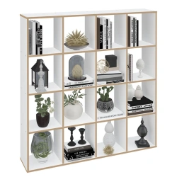 Polini Home Smart Cubic Shelving Unit 16 Sections, White, Wood Effect, Model 0002106.9