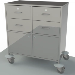 Mobile Anesthesia Table with Stainless Steel Surface and Storage Drawers