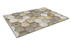 Absorbent Cut-Out Door Mat SHAHINTEX DIGITAL PRINT (14) "Mosaic" Honeycomb 80x120 Beige