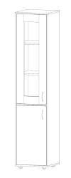 Narrow Display Cabinet with Glass - Model: UA-2023