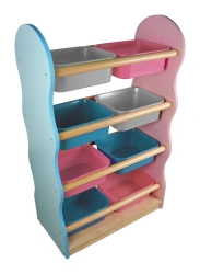 Scandinavian Toy Storage Shelf with Removable Bins, Model 56000