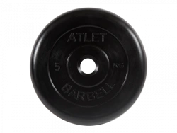Rubber Coated Weight Plate "Atlet", Black, 26 mm, 5 kg MB-AtletB26-5