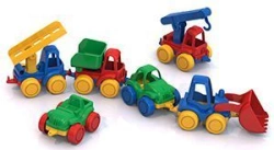Nordic Series Toy Vehicles - Includes Dump Truck, Crane, Car, Jeep, Fire Truck, Tractor