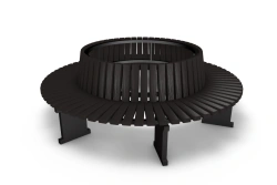 Round Polymer-Sand Composite Bench with Backrest on Metal Frame