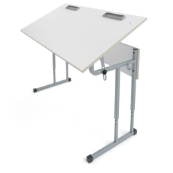 Adjustable Two-Seat Student Desk with Tilted Surface