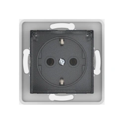 CADUCEUS ALING PRESTIGE Graphite Wall Socket with Grounding 16A, 250V, No Shutters, Cover, Plastic Base