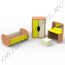 Doll Bedroom Set with Wardrobe, Dressing Table, and Bed - "Duymovichka