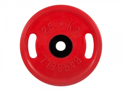 Rubber Coated Weight Disc "Euro-Classic" with Handles, Red, 25 kg, 51 mm