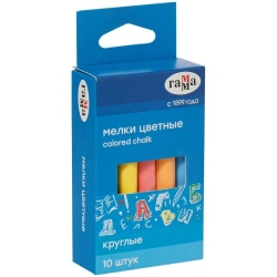 Round Colorful School Chalks, 10 Pieces