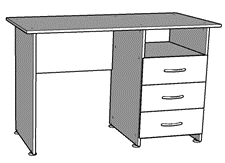Rectangular Office Desk with Storage Unit, Type 1