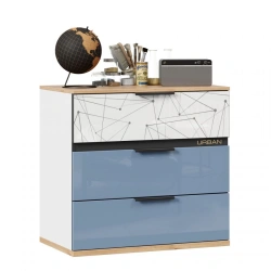 Urban LD.528160.000 Chest of Drawers (Golden Oak/White/Cape Blue, Version 1)