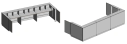 Reception Desk with 3 Workstations - Model 4390x1976x1158