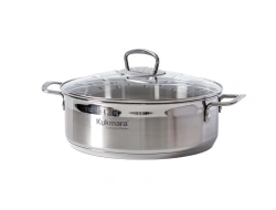 Orion Stainless Steel Saute Pan with Glass Lid by Kukmara