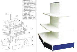 Island Shelf Set for Metal Shelving Unit, Height 1450 mm - TS Series