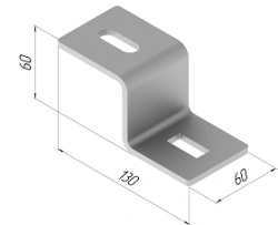 Universal Bracket SMA 642, 60x60x130 mm, AISI 316 Stainless Steel