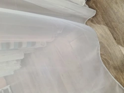 Milk Tulle Curtain with Weights