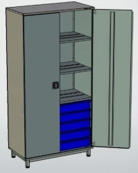 Tool Cabinet with 5 Drawers and 3 Shelves