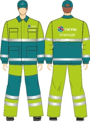 High-Visibility Men's Suit (Jacket and Bib Overalls) for Industrial Protection