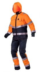 High-Visibility Men's Safety Suit for Protection Against Mechanical Hazards Model REVERSE Class 3