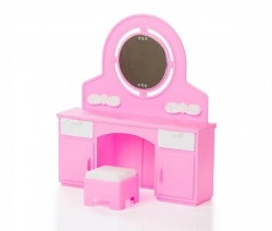 Pink Vanity Table with Ottoman for Dolls