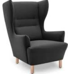 High Back Chair with Premium Fabric and Wooden Legs