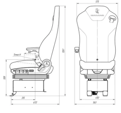 Pneumatic Suspension Seat with Integrated Headrest S802X-680012X-XX
