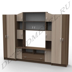 Modular Furniture Wall with Open and Closed Modules