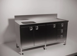 Marine Stainless Steel Work Table with Three Wash Basins RBG-3