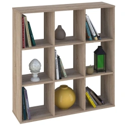 Polini Home Smart Cubic Open Shelf 9 Sections, Oak, Model 0001694.68