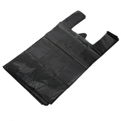 Black T-Shirt Bag, 8g, 15µm, 32+(2*9)*60 cm, Plain